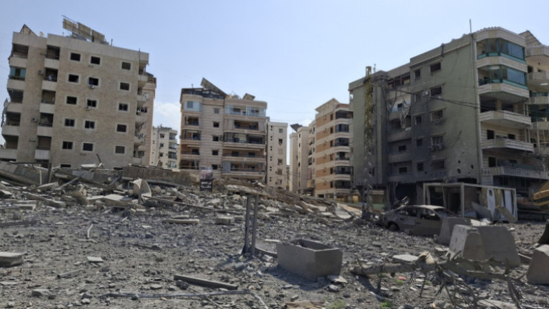  O imagine a distrugerilor provocate de atacurile armatei israeliene asupra părții sudice a orașului Beirut, Liban, pe 12 martie 2026. Foto: Profimedia