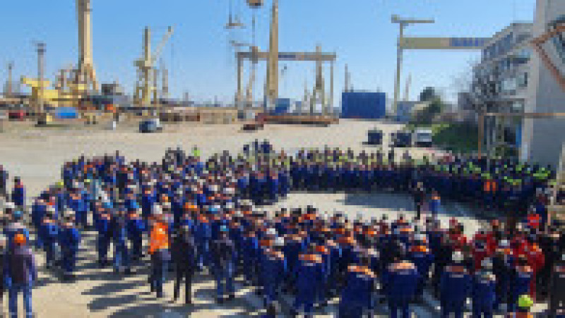 Protest al angajaților Șantierului Naval Mangalia. Foto: Blocul Național Sindical (BNS) | Poza 3 din 4