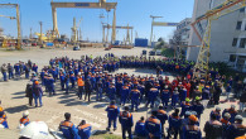 Protest al angajaților Șantierului Naval Mangalia. Foto: Blocul Național Sindical (BNS) | Poza 4 din 4