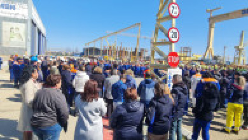 Protest al angajaților Șantierului Naval Mangalia. Foto: Blocul Național Sindical (BNS) | Poza 1 din 4