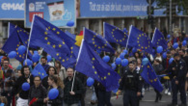  Evenimentul "Un singur drum: EUROPA!", organizat de Asociatia Mediu - Educatie - Activism, eveniment dedicat Zilei Europei, in Bucuresti, Piata Universitatii, sambata, 9 mai 2026. Foto: Inquam Photos / Octav Ganea | Poza 6 din 7