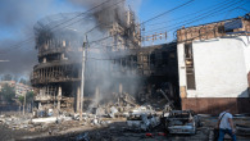 O imagine a unui centru comercial distrus în urma unui atac aerian rusesc la Kiev, Ucraina, pe 24 mai 2026. Foto: Profimedia | Poza 4 din 11