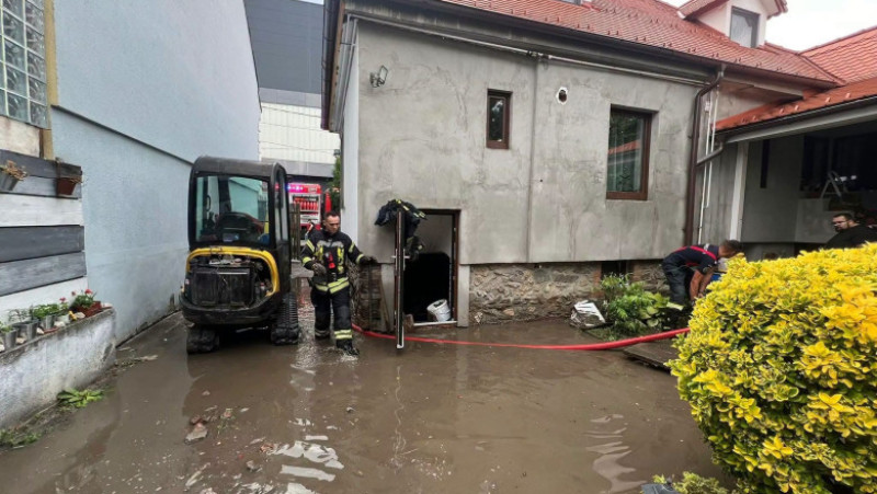 Inunda'ii în Sibiu. Foto: Meteoplus/ Facebook