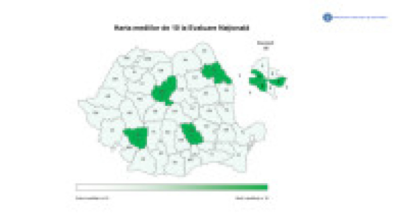 Harta mediilor de 10 la evaluarea națională 2026. Foto Ministerul Educației | Poza 1 din 3