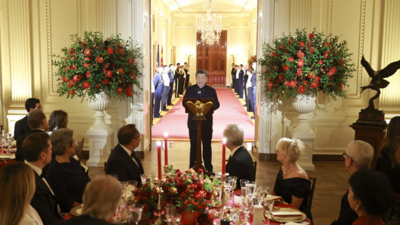 Președintele chinez Xi Jinping ține un discurs la un banchet de bun venit organizat la Casa Albă din Washington, D.C., Statele Unite, pe 24 septembrie 2026. Foto: Liu Bin / Xinhua News / Profimedia