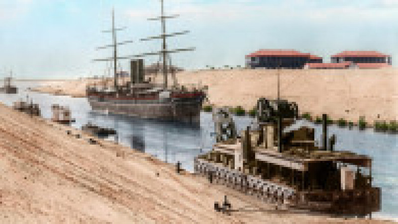 Canalul Suez, imagine din 1870-1880, imagine colorată digital. Foto: Profimedia | Poza 9 din 9