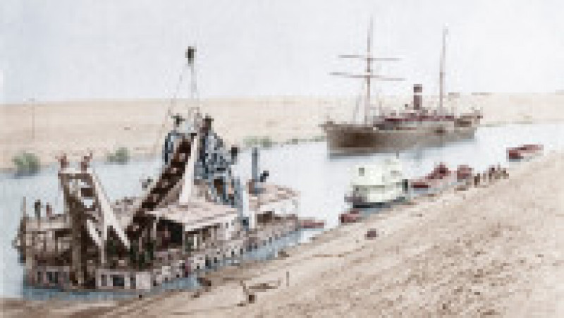 Canalul Suez în 1880, imagine colorată digital. Foto: Profimedia | Poza 6 din 9
