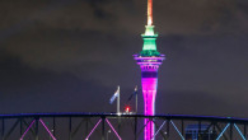 Joc de lumini în cel mai mare oraș din Noua Zeelandă, cu ocazia Anului Nou 2022. Foto: Getty Images | Poza 15 din 17