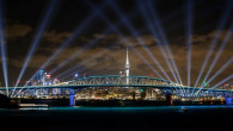 Joc de lumini în cel mai mare oraș din Noua Zeelandă, cu ocazia Anului Nou 2022. Foto: Getty Images | Poza 12 din 17