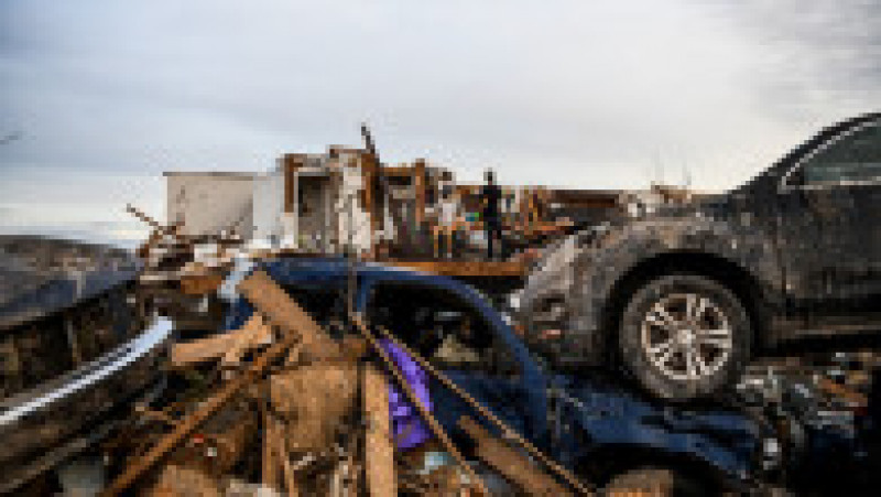 Imagine din orașul Dawson Spring (Kentucky), distrus în proporție de 75% de tornade. Sursa foto: Profimedia Images | Poza 9 din 24