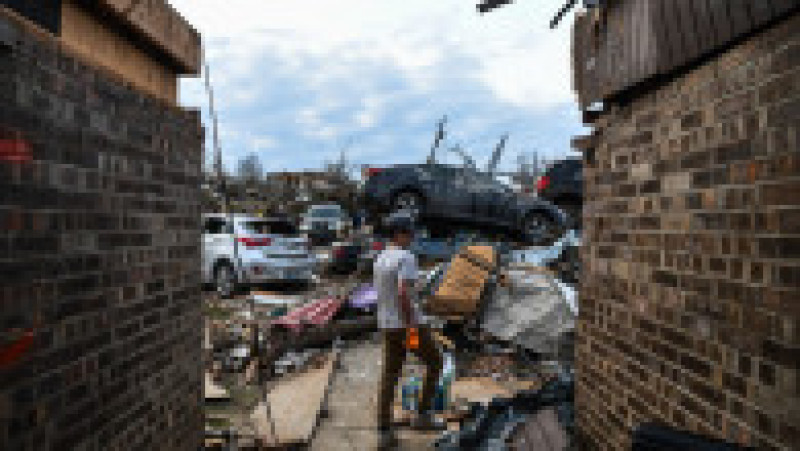 Imagine din orașul Dawson Spring (Kentucky), distrus în proporție de 75% de tornade. Sursa foto: Profimedia Images | Poza 4 din 24