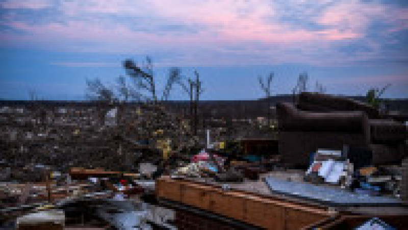 Imagine din orașul Dawson Spring (Kentucky), distrus în proporție de 75% de tornade. Sursa foto: Profimedia Images | Poza 15 din 24