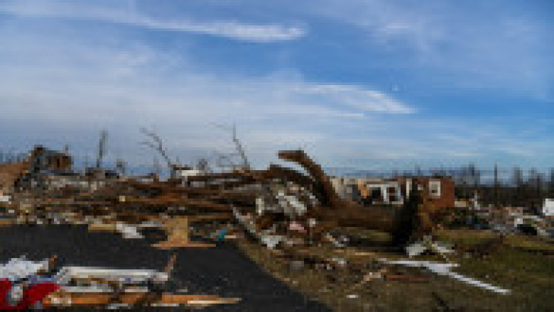 Imagine din orașul Dawson Spring (Kentucky), distrus în proporție de 75% de tornade. Sursa foto: Profimedia Images | Poza 14 din 24