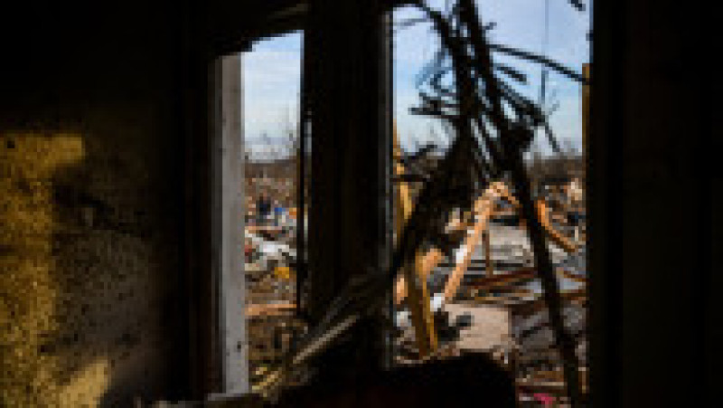 Imagine din orașul Dawson Spring (Kentucky), distrus în proporție de 75% de tornade. Sursa foto: Profimedia Images | Poza 19 din 24
