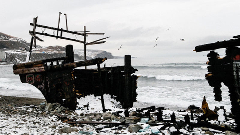 Flotila-fantomă din Coreea de Nord eșuată de-a lungul coastei rusești FOTO: The Siberian Times/ Natalya Bulkina