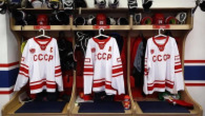 Echipa de hochei a Rusiei a purtat echipamente cu inscripția URSS. Sursă foto: Хоккей России/tiwtter | Poza 5 din 5