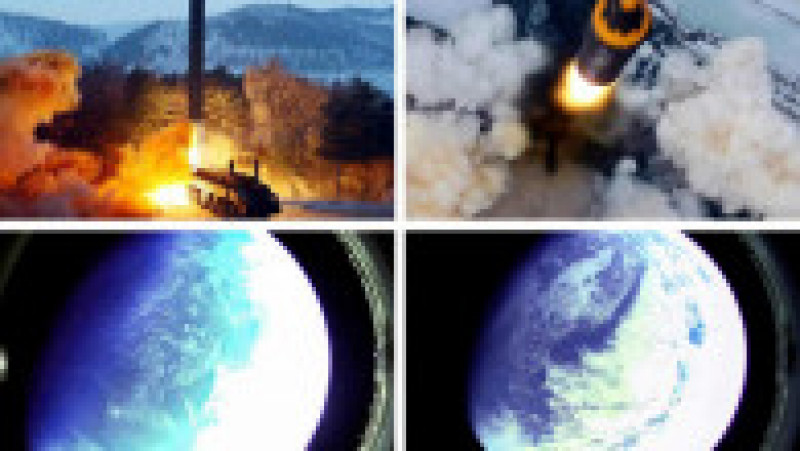 Coreea de Nord a publicat fotografii despre care spune că au fost făcute în timpul testării celei mai puternice rachete din ultimii 5 ani. Foto: Profimedia | Poza 2 din 10