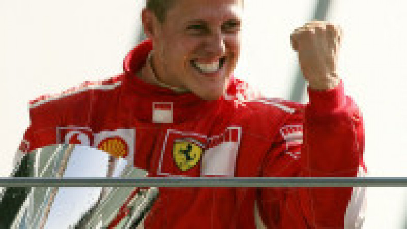 Michael Schumacher după ce a câștigat Marele Premiu al Italiei, în 2006. Sursa foto: AFP PHOTO PATRICK HERTZOG / Profimedia Images | Poza 6 din 14