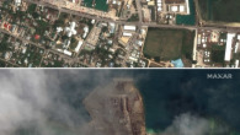 Imagine din satelit cu portul din capitala Nuku
