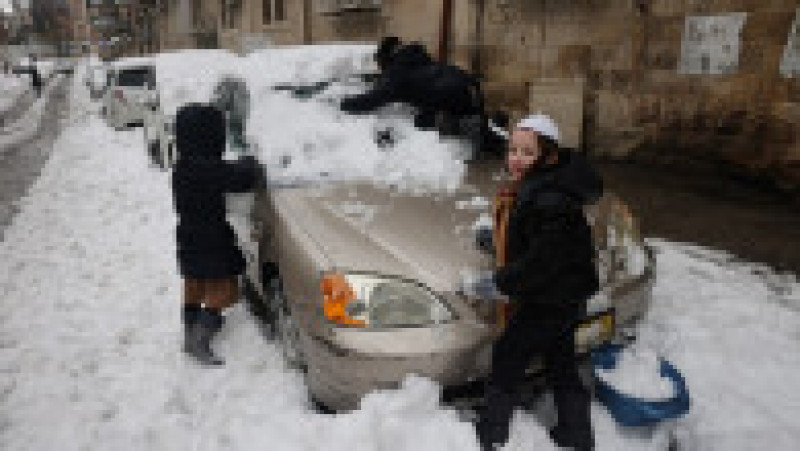 Israelul a avut parte, miercuri seară, de o furtună de zăpadă, fenomen rar în regiune. Foto: Profimedia | Poza 6 din 12