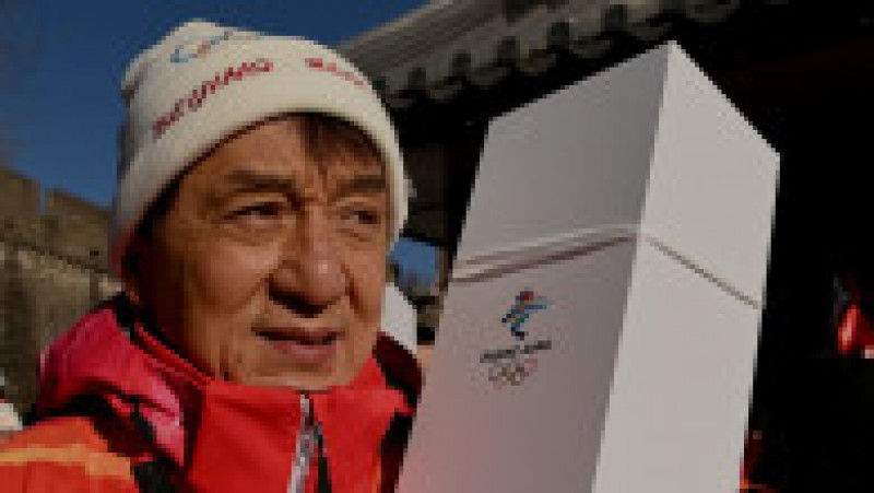 Actor Jackie Chan is seen at the Badaling Great Wall on the second day of the torch relay in Beijing on February 3, 2022, a day before the start of the Beijing 2022 Winter Olympic Games.,Image: 658675884, License: Rights-managed, Restrictions: , Model Release: no, Credit line: Profimedia | Poza 5 din 7