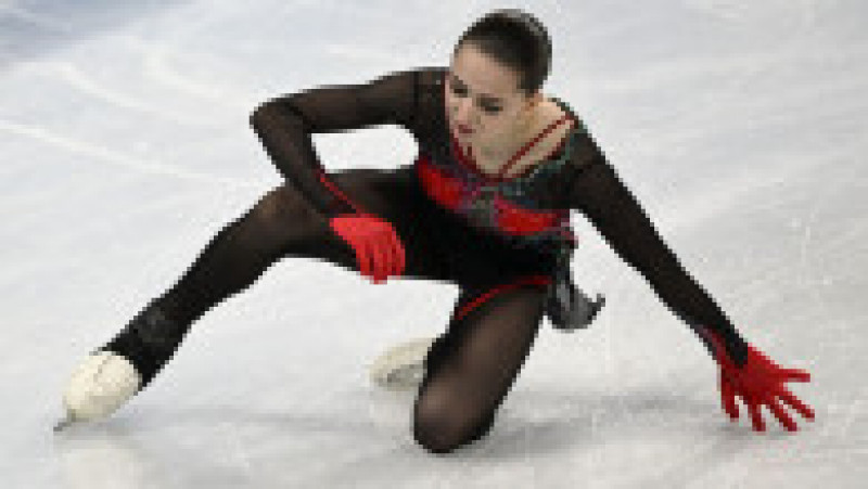 Kamila Valieva a căzut şi s-a dezechilibrat de mai multe ori în timpul exercițiului Foto: Profimedia Images | Poza 14 din 21