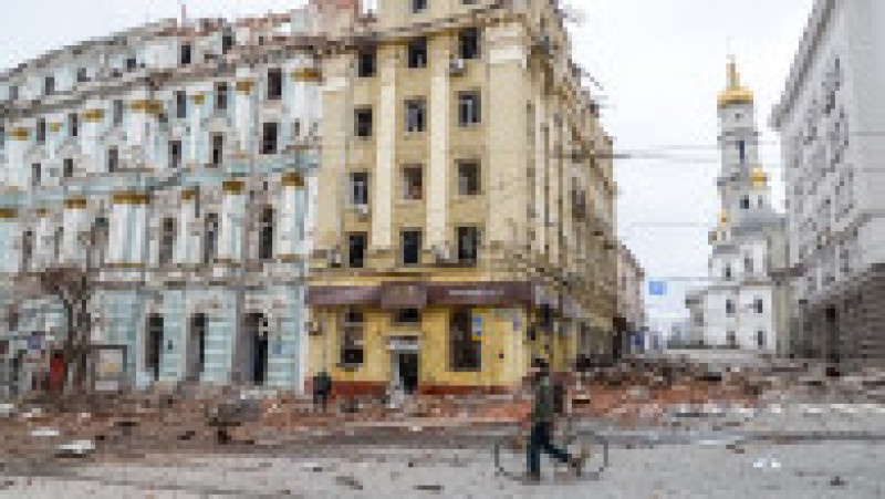 Clădiri din Piața Constituției, Harkov - după bombardamente. Foto: Profimedia Images | Poza 19 din 19