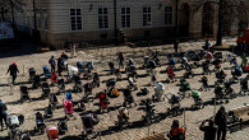 Protest cu cărucioare la Liov, în memoria copiilor uciși de la invazia rusă în Ucraina Foto: Profimedia Images | Poza 2 din 12