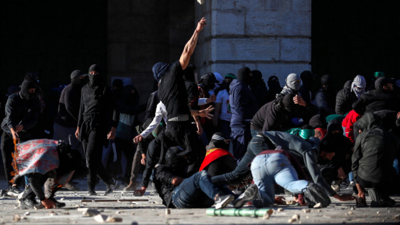 Violențe la Ierusalim, în zona moscheii Al-Aqsa, al treilea loc sfânt al Islamului. FOTO: Profimedia Images