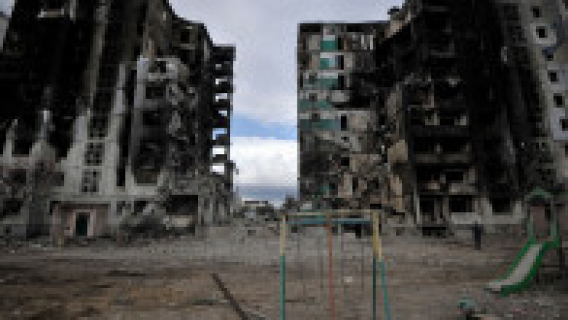 Imagine cu blocurile rezidentiale distruse de bombardamentele rusești în Borodianka. Foto: Profimedia Images | Poza 8 din 11