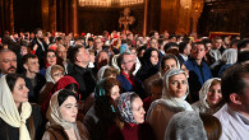 Slujba de Înviere la Catedrala Hristos Mântuitorul din Moscova, la care a participat Vladimir Putin. Foto: Kremlin.ru | Poza 5 din 6