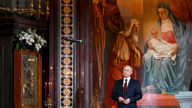 Vladimir Putin la slujba de Înviere. Foto: Kremlin.ru