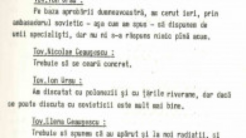 1986, mai 1, Stenograma Comitetului Politic Executiv al CC al PCR cu privire la situația din țară după accidentul nuclear de la Cernobîl și la măsurile ce vor fi luate de autorități. Foto: Facebook/ Arhivele Naționale | Poza 12 din 18