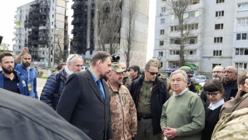 Antonio Guterres este în Ucraina în prima sa vizită de la începutul invaziei ruse. FOTO: Profimedia Images