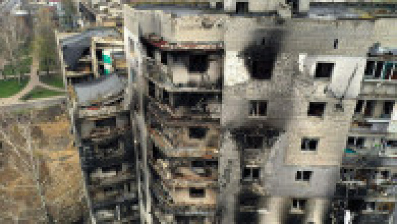 Clădire lovită de bombardamentele rusești la Borodianka. Foto: Profimedia | Poza 2 din 14