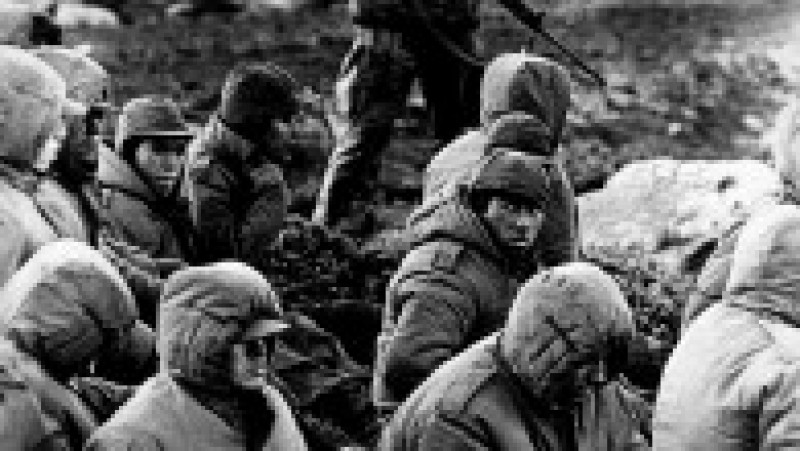 Soldați argentinieni păziți de britanicii în timp ce așteaptă să părăsească insulele Falkland. Sursa foto: Profimedia Images | Poza 21 din 31
