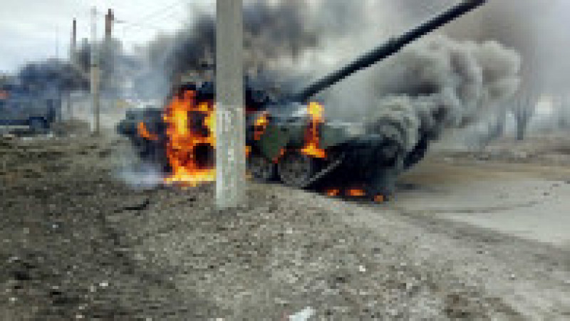 Tanc al armatei ruse distrus în Ucraina. Foto: Profimedia Images | Poza 57 din 106