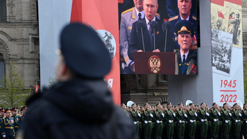 Putin susține discursul în Piața Roșie. Foto: Profimedia