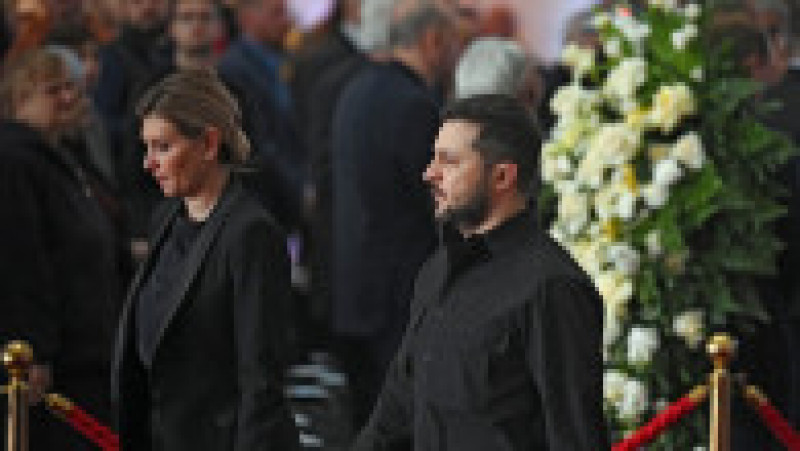 Volodimir Zelenski și soția sa, Olena Zelenska, au participat la funeraliile primului preşedinte al Ucrainei. Foto: Profimedia Images | Poza 1 din 8