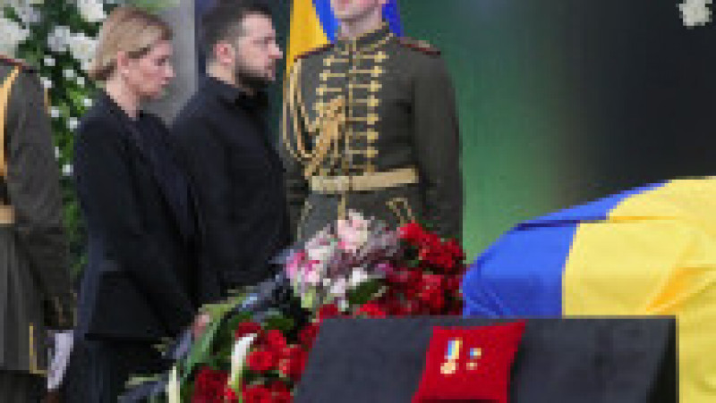 Volodimir Zelenski și soția sa, Olena Zelenska, au participat la funeraliile primului preşedinte al Ucrainei. Foto: Profimedia Images | Poza 7 din 8