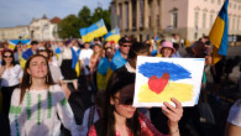 Protest de susținere a ucrainenilor și împotriva războiului la Berlin. Foto: Profimedia Images | Poza 10 din 12
