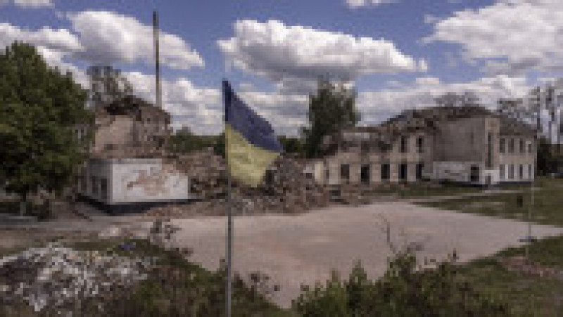 Școala Gimnazială din Merefa (Ucraina), avariată după ce rușii au bombardat-o la mijlocul lunii martie. Foto: Profimedia Images | Poza 3 din 12