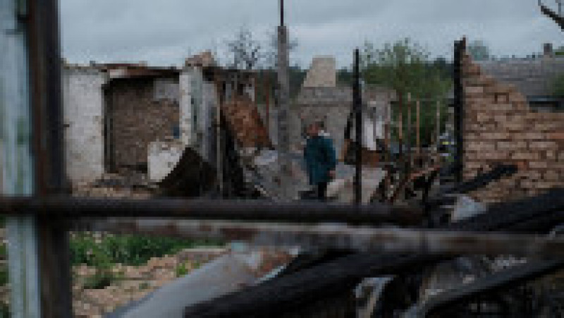 O casă distrusă în localitatea Moshun din provincia Kiev. Foto: Profimedia Images | Poza 20 din 22