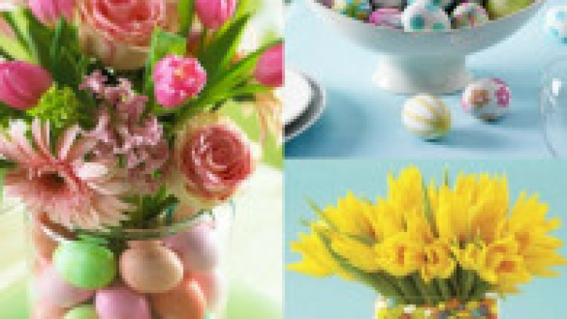 7-aranjamente-decorative-cu-oua-vopsite-si-flori-pentru-masa-de-Pasti | Poza 7 din 9