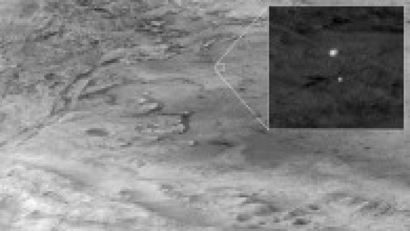 Parașutarea roverului Perseverance, văzută de la 700 km distanță, de pe satelitul Mars Reconnaissance Orbiter. Foto: NASA.gov | Poza 4 din 4