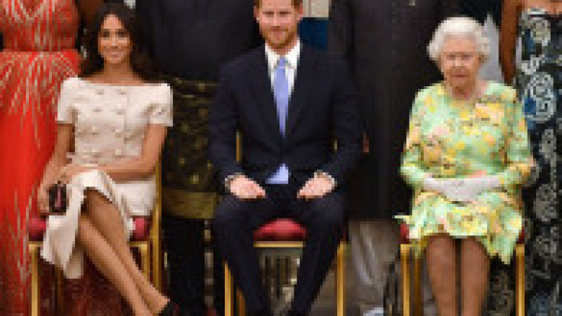 Regina Elisabeta a II-a a Marii Britanii, alături de prinţul Harry şi Meghan Markle, în iunie 2018. Foto: Profimedia Images | Poza 30 din 52