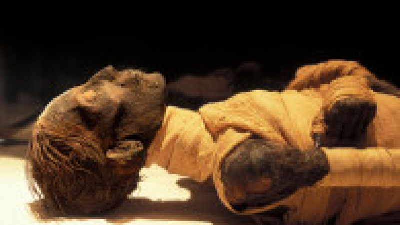 Rămășițe mumificate ale faraonului egiptean Tuthmosis IV într-o vitrină climatizată. Tuthmosis IV a fost al optulea faraon din dinastia a 18-a și a domnit în Egipt între 1397-1388 î.Hr. Foto: Profimedia | Poza 3 din 7