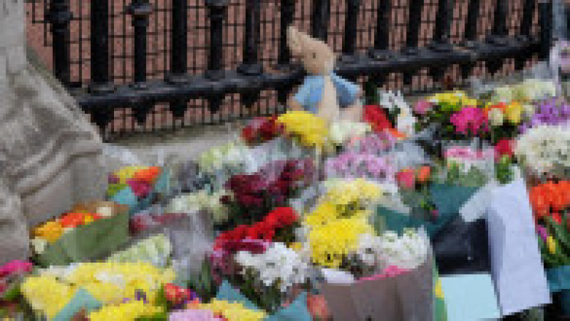 Mii de buchete de flori s-au strâns lângă gardul Palatului Buckingham Foto: Mihai Feflea | Poza 2 din 10