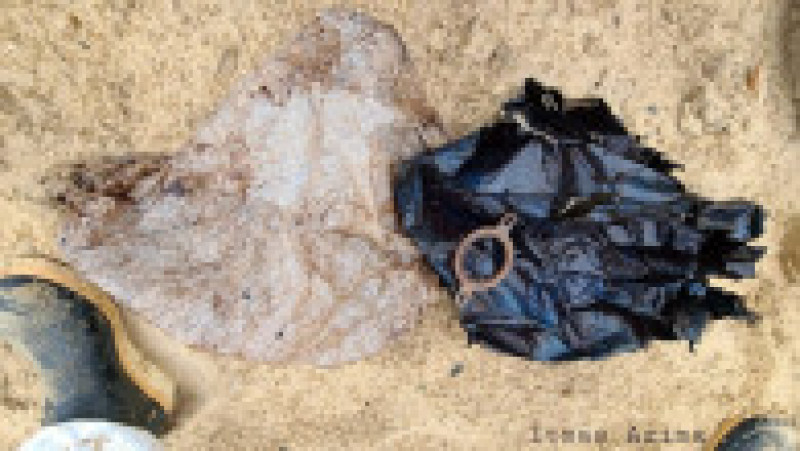 16 kilograme de plastic au fost găsite în stomacul unei balene care a eșuat pe o plajă din Franța. Foto: Facebook/Itsas Arima | Poza 3 din 8