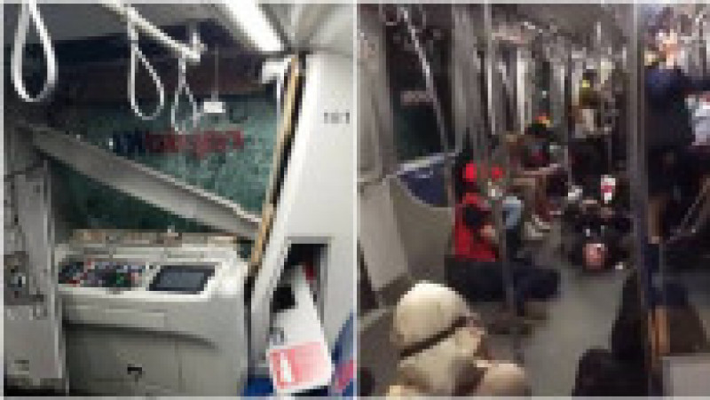 Sute de oameni au fost răniți în urma impactului dintre cele două trenuri. Foto: Twitter/ Chanel News Asia | Poza 2 din 5